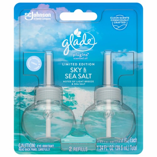 Glade PlugIns Limited Edition Sky & Sea Salt Scented Oil Refills - 2 Pack Perspective: front