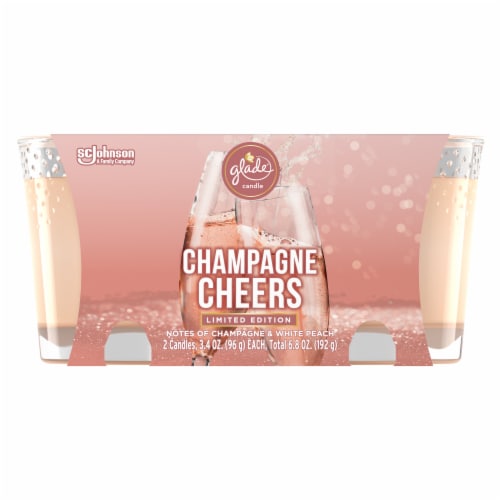 Glade® Cheers Champagne & White Peach Candles Perspective: front