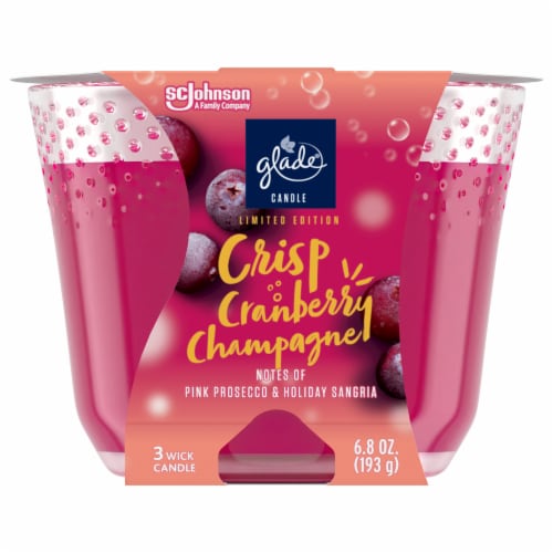 Glade® Crisp Cranberry Champagne 3 Wick Candle Perspective: front