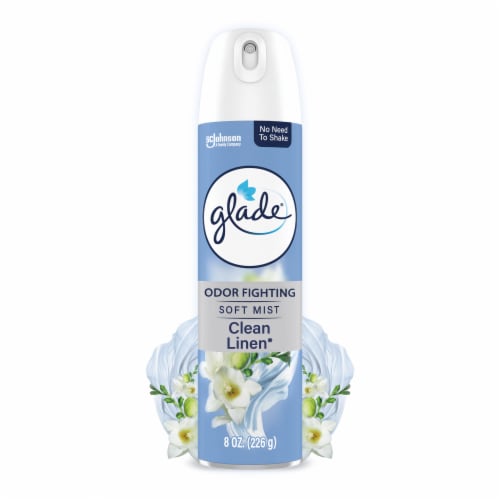 Glade Odor Fighting Soft Mist Air Freshener Room Spray, Clean Linen, 8.0oz, 1pk Perspective: front