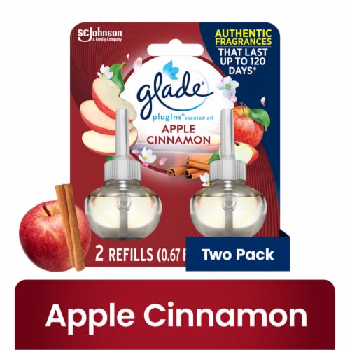 Glade PlugIns Scented Oil 2 Refills, Air Freshener, Apple Cinnamon Perspective: front