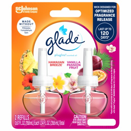 Glade PlugIns Scented Oil, Hawaiian breeze Vanilla Passion Fruit Perspective: front