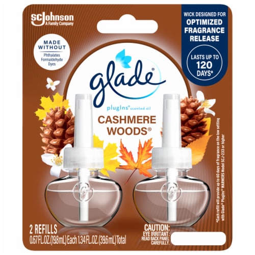 Glade® PlugIns® Cashmere Woods® Scented Oil Refills Perspective: front
