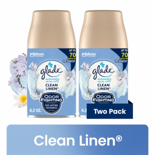 Glade® Automatic Spray Clean Linen® Air Freshener Twin Refill Perspective: front