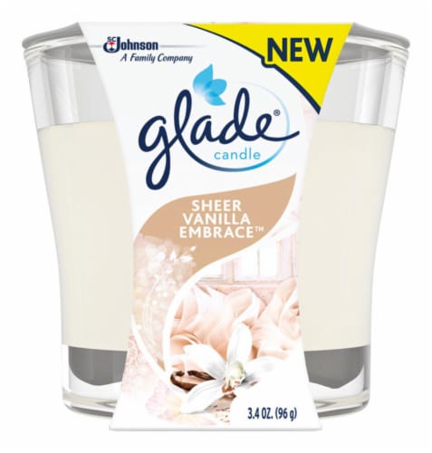 Glade Cream Pure Vanilla Joy Scent Jar Air Freshener Candle 3-1/16 in. H x 3-1/4 in. Dia. 3.4 Perspective: front