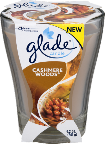 Glade Cashmere Woods Jar Candle Perspective: front