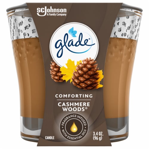 Glade® Comforting Cashmere Woods® Jar Candle Perspective: front
