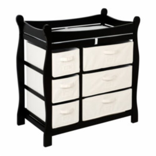 Sleigh Style Changing Table with Six Baskets Black 1 Kroger