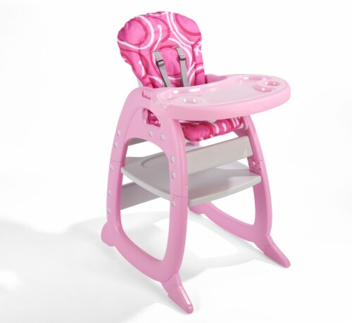 Envee II Baby High Chair with Playtable Conversion  -  Pink/White Perspective: front
