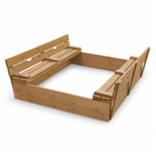 Covered Convertible Cedar Sandbox/Bench Seats Perspective: front