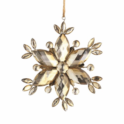 Napa Home & Garden 6  Gold and Silver Vintage Rustic Faceted Jewel Snowflake Christmas Perspective: front