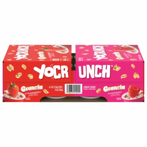 YoCrunch Strawberry & Raspberry Lowfat Yogurt with Kellogg's Granola Perspective: front
