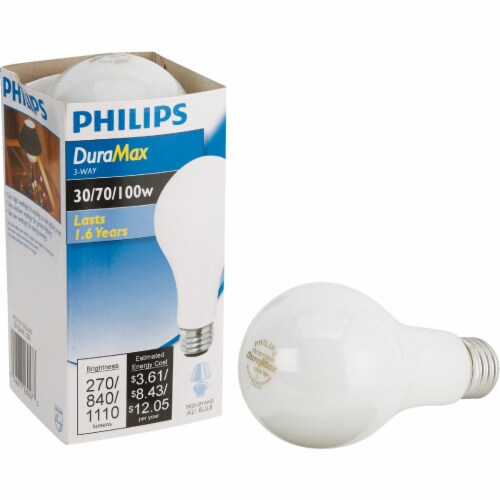 Philips 30/70/100-Watt 3-Way Medium Base A21 Light Bulb Perspective: front