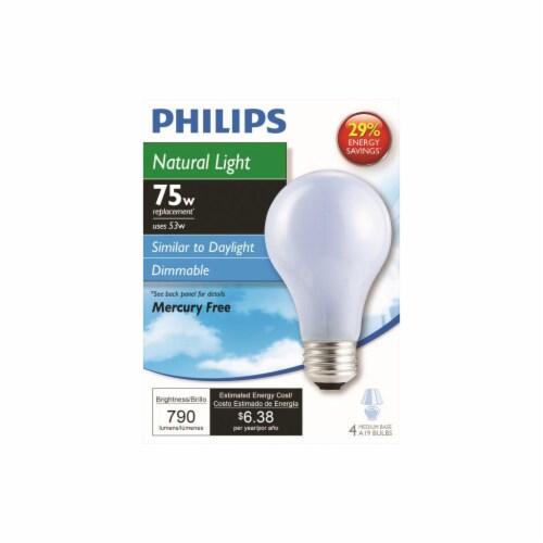Philips 53 Watt 75 Watt Medium Base A19 Light Bulbs 4 pk