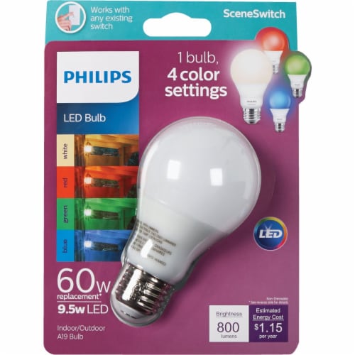 fast samling prioritet Philips 9.5-Watt (60-Watt) Color Changing A19 LED Light Bulb, 1 ct - Fry's  Food Stores