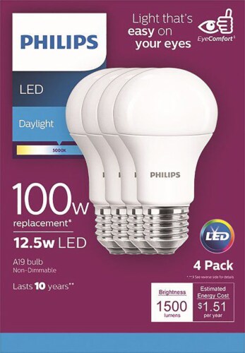 Philips 12.5-Watt (100-Watt) A19 LED Light Bulbs Perspective: front