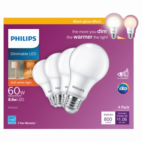 Soft White 8.5-Watt (60-Watt) Dimmable A19 LED Light Bulbs, 4 - Pick 'n Save