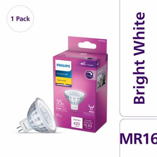 Philips 5.2-Watt (35-Watt) GU5.3 Base MR16 LED Floodlight Bulb, 1 ct -