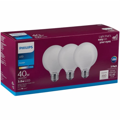 Philips 3.8 Watt 40 Watt Medium Base Globe G25 LED Light Bulbs 3 pk Kroger