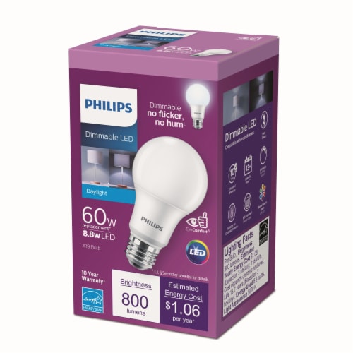 Philips 8.8-Watt (60-Watt) A19 LED Light Bulb Perspective: front