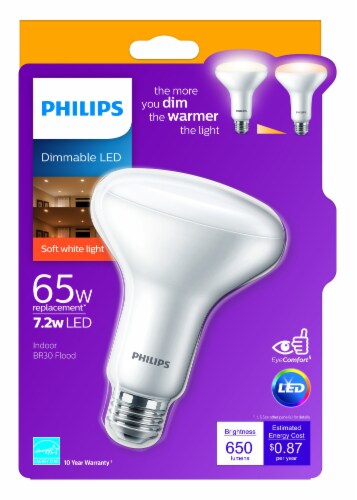 Philips 7.2-Watt (65-Watt) BR30 Indoor LED Floodlight Bulb Perspective: front