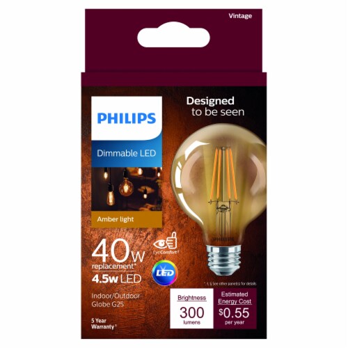 Philips 4.5 Watt 40 Watt Globe G25 Dimmable LED Light Bulb 1 ct Smith s Food and Drug