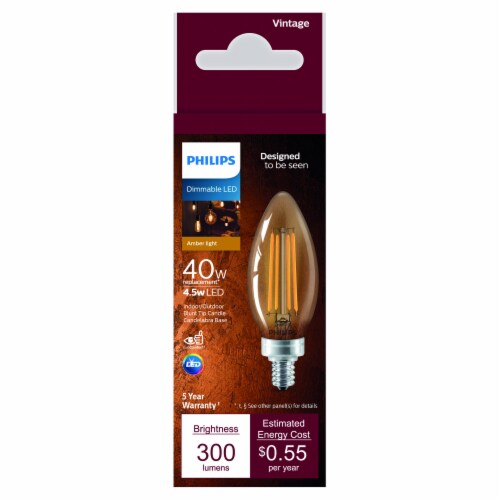 Philips 4.5-Watt (40-Watt) Candelabra Base Blunt Tip Candle B11 LED Light Bulb Perspective: front