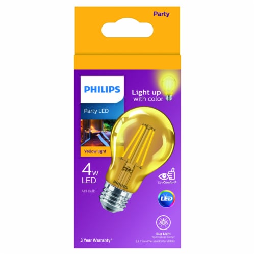 Philips 4-Watt A19 Party LED Light Bulb - Yellow Perspective: front