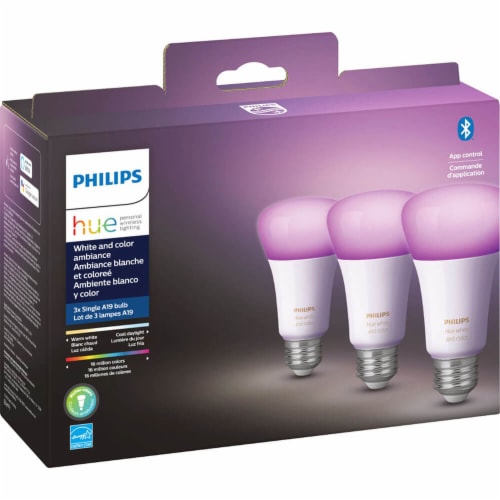 Hue 562785 & Color Ambiance A19 LED Smart (3-Pack), 1 - Kroger