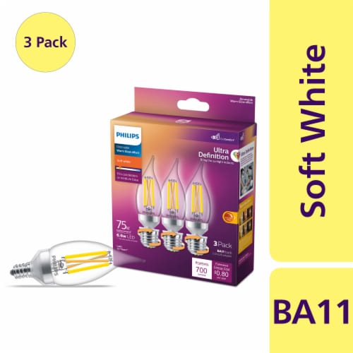 Philips 6.6-Watt (75-Watt) BA11 Dimmable LED Light Bulbs Perspective: front