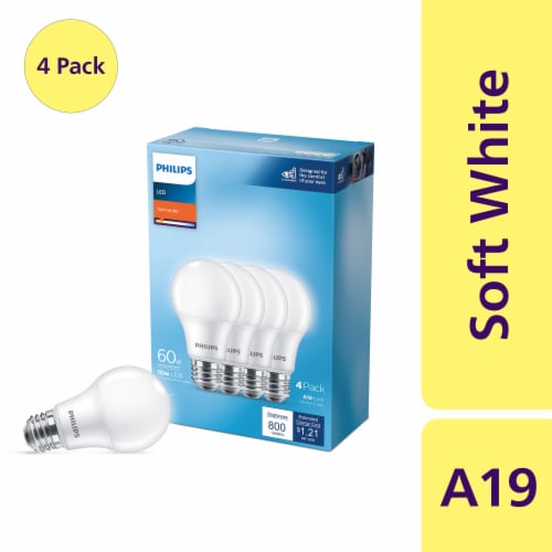 Philips 10 Watt 60 Watt A19 LED Light Bulb Soft White 2700K 4 Pk Jay C Food Stores