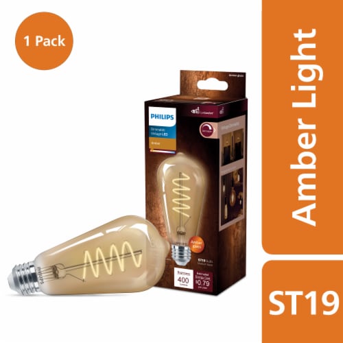 Philips 6.5-Watt (60-Watt) ST19 Vintage LED Dimmable Light Bulb - Amber Light (2000K) Perspective: front