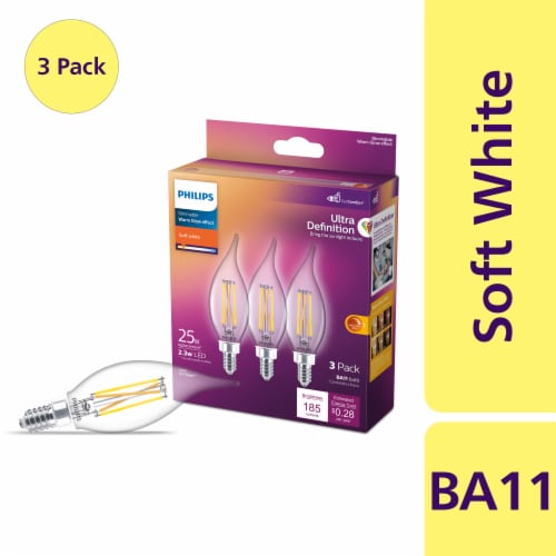 procedure skyld Dolke Philips 2.3-Watt (25-Watt) Candleabra Base Bent Tip Candle BA11 LED Light  Bulbs, 3 pk - Fry's Food Stores