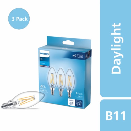 lungebetændelse forråde Leeds Philips 3.3-Watt (40-Watt) BA11 Candelabra Base LED Light Bulbs, 3 pk -  Pick 'n Save