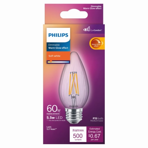 Philips 5.5 Watt 60 Watt F15 Soft White 2700K LED Dimmable Light Bulb 1 pk King Soopers