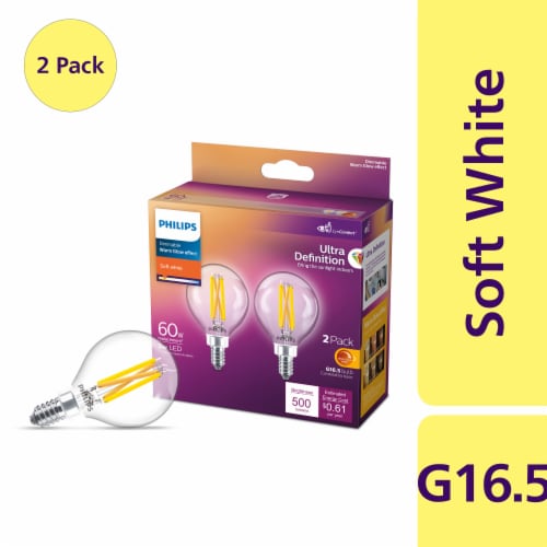 Philips 5-Watt (60-Watt) Globe G16.5 LED Light Bulbs Perspective: front