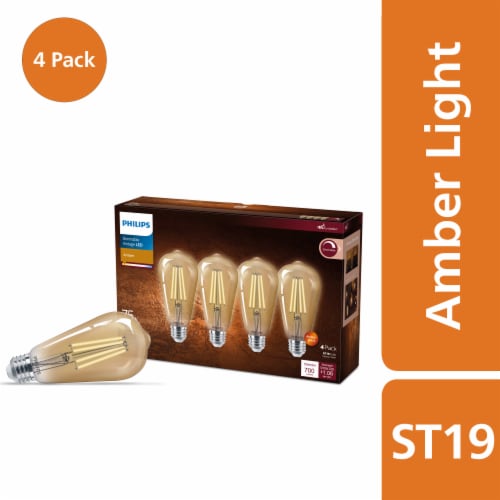Philips 8.8-Watt (75-Watt) ST19 Vintage LED Light Bulb - Amber Light (2000K) Perspective: front
