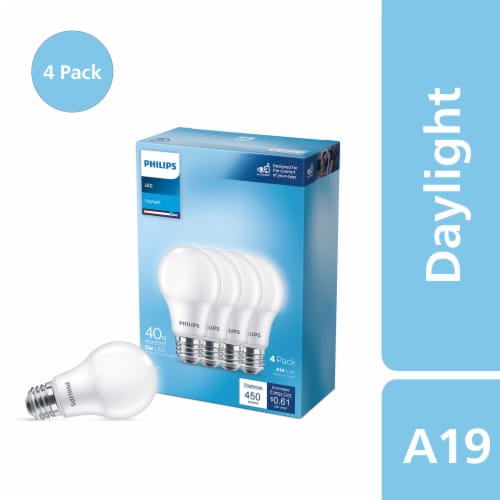 Philips 5-Watt (40-Watt) A19 LED Light Bulb - Daylight (5000K) Perspective: front