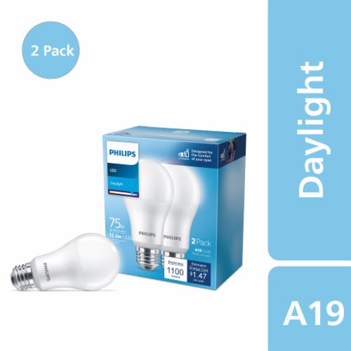 Philips 12.2-Watt (75-Watt) A19 LED Light Bulb - Daylight (5000K) Perspective: front