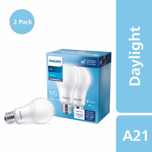 Philips 16.6-Watt (100-Watt) A21 LED Light Bulb - Daylight (5000K) Perspective: front