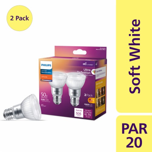 telescoop dans Rand Philips 6.3-Watt (50-Watt) PAR20 Medium base Dimmable LED Light Bulbs, 2 pk  - Fry's Food Stores