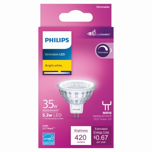 Enig med skab konvertering Philips 5.2-Watt (35-Watt) Replacement MR16 LED Light Bulbs, 1 pk - Pay  Less Super Markets