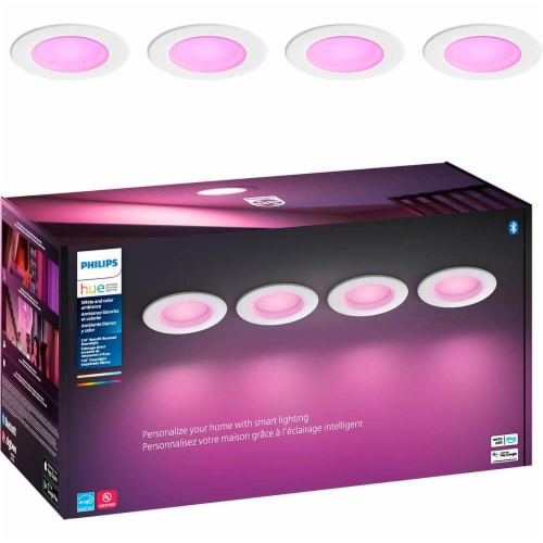 Hue 578674 Philips - White With Color Ambiance 5/6 inch High Downlight 4-Pack Perspective: front