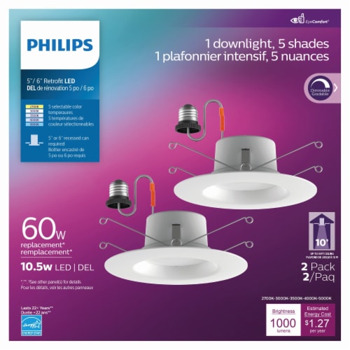 Philips 11.5-Watt (60-Watt) Retrofit Downright Dimmable Light Bulb -5 Shades of White Perspective: front