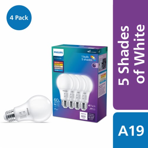 Philips 5 CCT Selectable White Color 60 Watt Replacement A19 LED Light Bulb Dimmable Light Bulb 4 pk Gerbes Super Markets