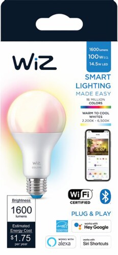 WiZ 14.5-Watt (100-Watt) A21 Wi-Fi LED Smart Color Light Bulb Perspective: front