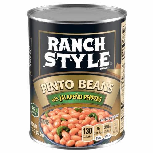 Ranch Style Pinto Beans With Jalapeno Peppers Canned Beans Perspective: front