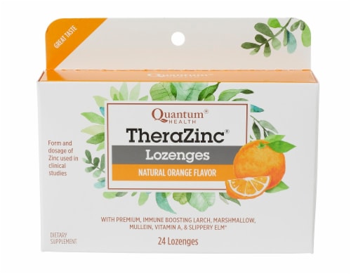 Quantum Health Thera Zinc Orange Flavor Lozenges Perspective: front