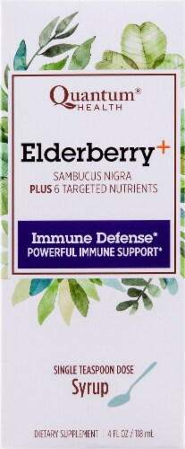 Quantum Health Elderberry + Immune Defense Immune Support Syrup Perspective: front