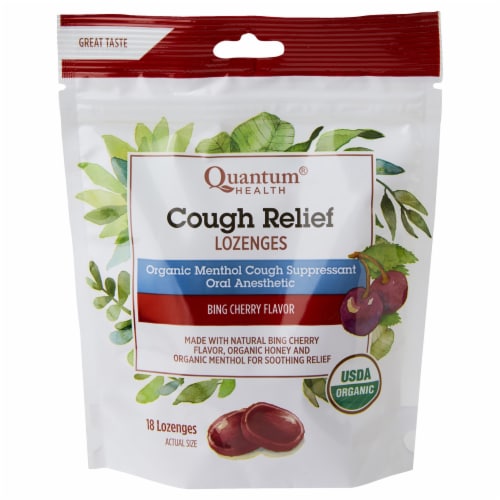 Quantum® Health Cough Relief Bing Cherry Flavor Lozenges Perspective: front